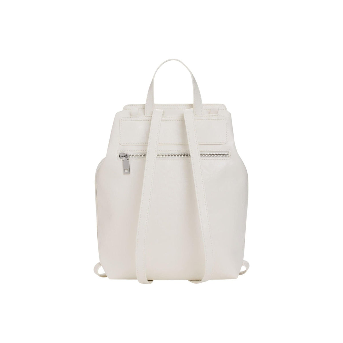 Image 3 : Vue d'ensemble du sac à dos Desigual beige avec rabat protecteur et cordon coulissant, design premium — Delvale