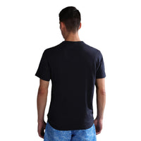 Image 2 : T-shirt Napapijri homme pur coton bleu marine, manches courtes, coupe régulière, étiquette col visible — Delvale
