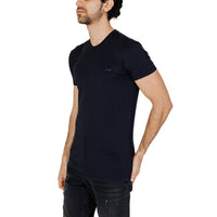 Image 3 : Vue rapprochée du logo signature Antony Morato brodé sur la poitrine gauche du t-shirt bleu marine — 9yvwh4-xt
