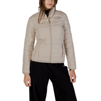 Image 3 : Veste EA7 femme beige col montant, vue d'ensemble style sportif — delvale