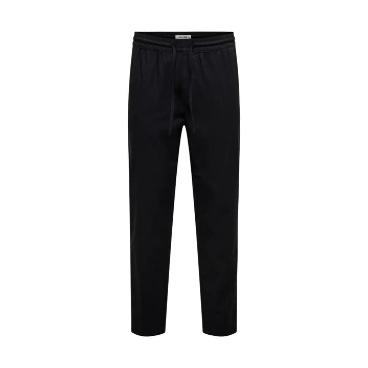 Image 1 : Pantalon noir Only & Sons homme en coton avec fermeture lacets — Delvale