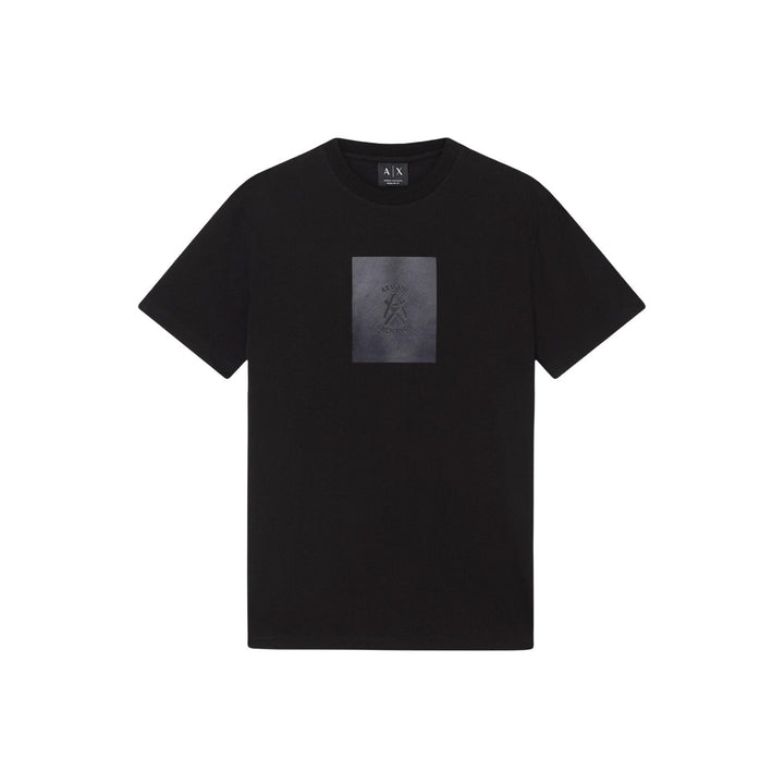 Image 1 : T-shirt Armani Exchange noir imprimé homme porté, vue de face — Delvale