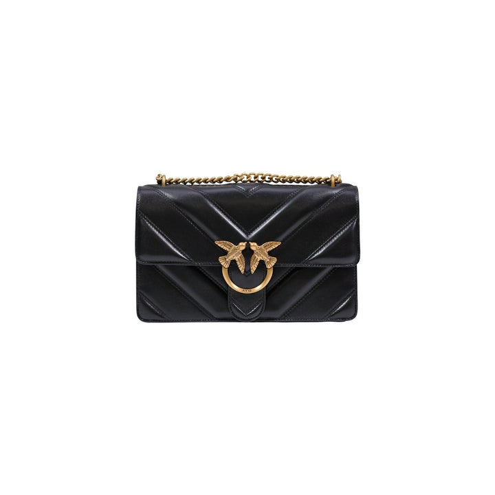 Image 1 : Sac à main Pinko noir en cuir véritable avec fermeture crochet et double portage — Delvale