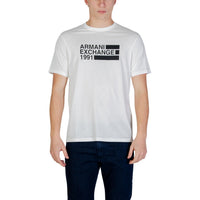Image 1 : T-shirt blanc Armani Exchange homme avec impression logo, vue de face — Delvale