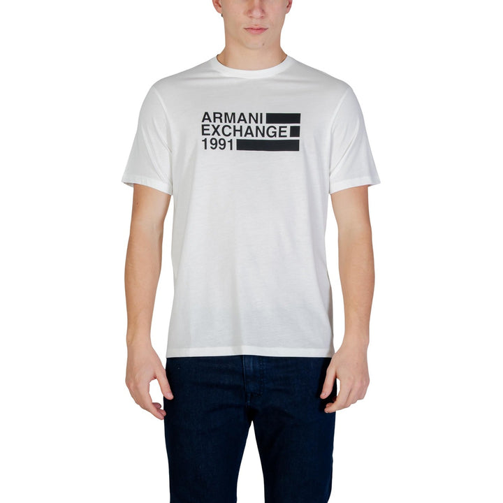 Image 1 : T-shirt blanc Armani Exchange homme avec impression logo, vue de face — Delvale