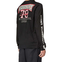 T-shirt manches longues Diesel homme noir, imprimé Industry 78 For Successful Living au dos, inscription manche gauche blanche — Delvale