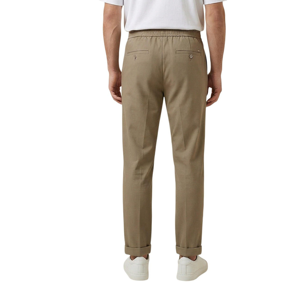 Image 3 : Pantalon chino homme beige Gianni Lupo vue de dos avec poches arrières — delvale