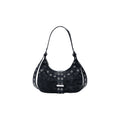 Desigual Sac hobo femme noir motif feuillage gaufré œillets