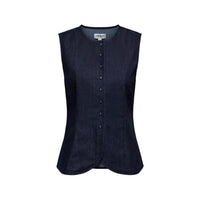 Image 3 : Only gilet femme bleu détails col rond et finitions boutonnées — delvale