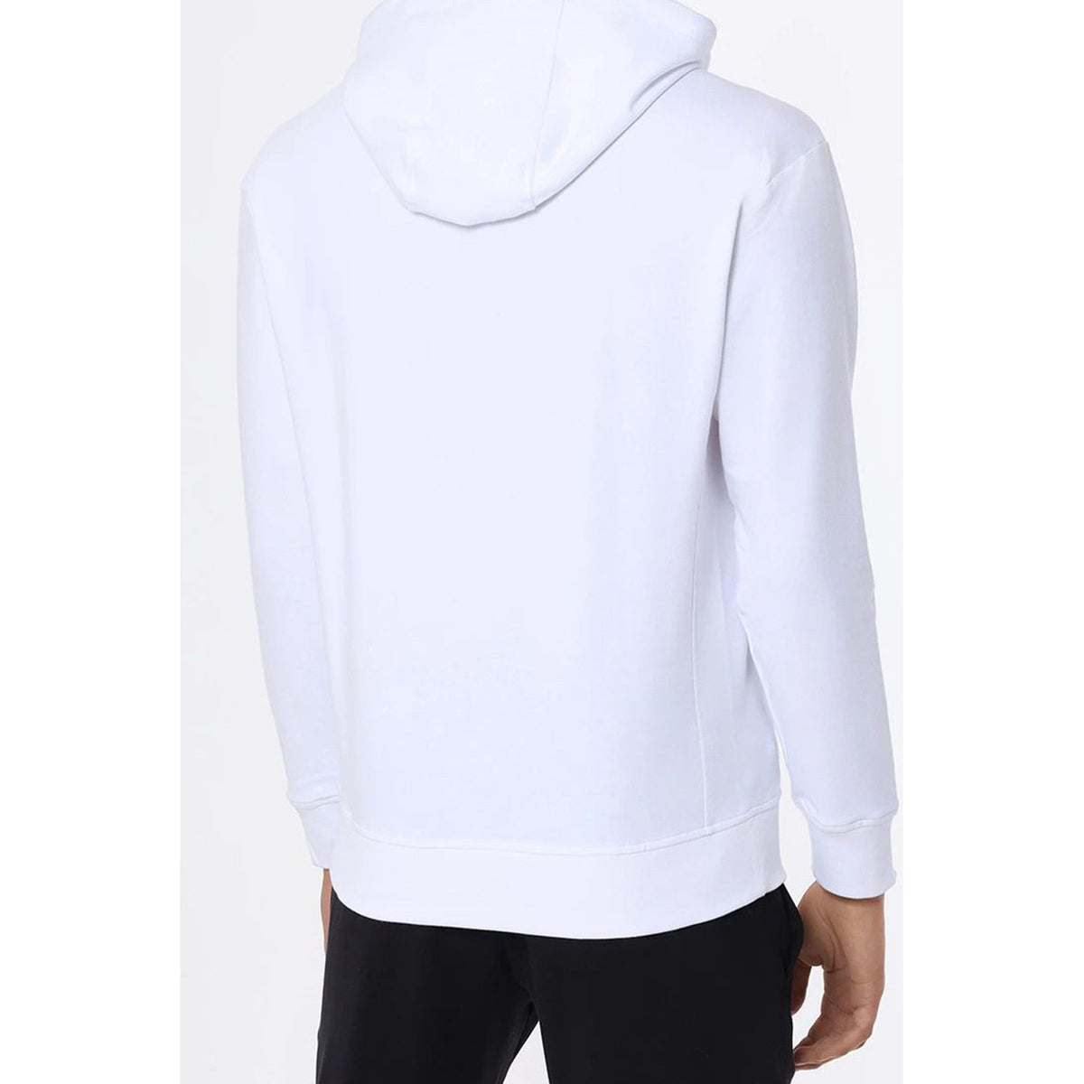 Sweat capuche Paul & Shark homme blanc, dos épuré, capuche double cordon noir, vue dos — Delvale