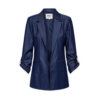 Image 1 : Veste Only femme bleue avec col revers et manches 3/4, coupe moderne et élégante — Delvale