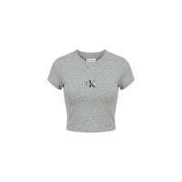 Image 3 : Vue de profil t-shirt Calvin Klein Jeans gris col rond femme — delvale