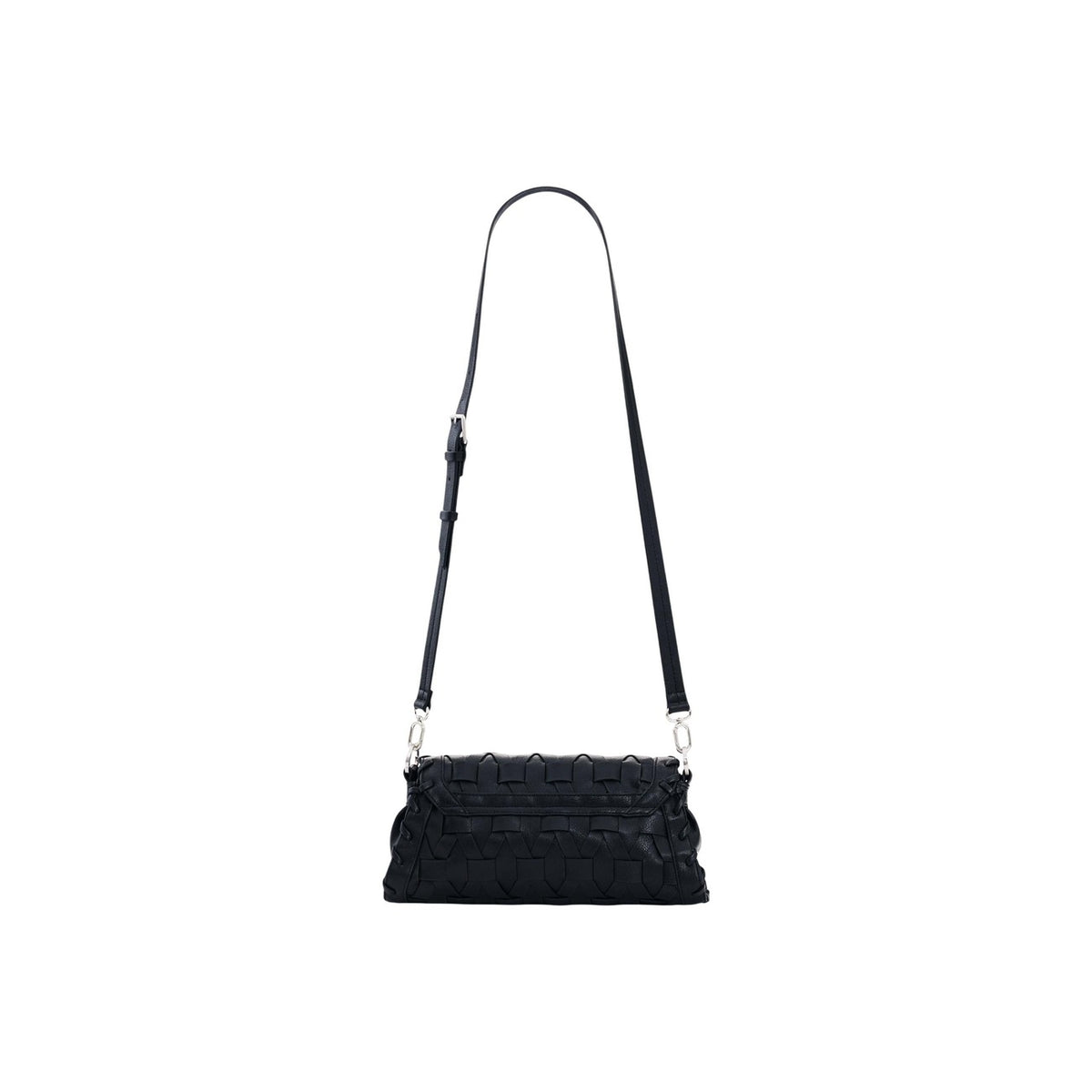 Image 3 : Vue d'ensemble du sac baguette Desigual femme noir avec texture tridimensionnelle tressée — Delvale