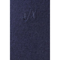 Pull Armani Exchange homme bleu marine – détail logo AX monochrome sur tissu laine