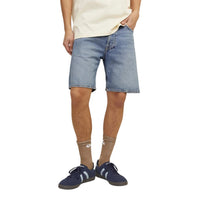 Image 3 : Bermuda homme Jack & Jones bleu azur, détail tissu coton-polyester et finitions — delvale