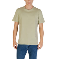 Image 5 : T-shirt Boss homme rose poudré col rond patch carré, présentation produit sur fond blanc — Delvale