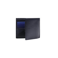 Image 4 : Portefeuille Tommy Hilfiger homme cuir texturé navy fermé, format compact bi-fold, présentation sur fond blanc — Delvale