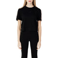 T-shirt crop Guess Active femme noir bandes monogramme épaules