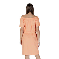 Image 2 : Détail robe femme orange à pois B.young coton-lycra — delvale