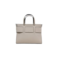 Image 2 : Vue détaillée du sac Armani Exchange beige structuré, design rectangulaire trapézoïdal et anses rigides — Delvale