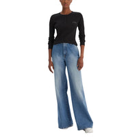 Image 3 : Vue de face du pull Calvin Klein Jeans noir manches longues pour femme — delvale