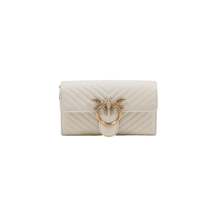Image 1 : Sac bandoulière Pinko femme en cuir blanc avec fermeture bouton crochet — Delvale