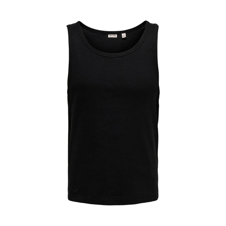 Image 1 : Débardeur noir Only & Sons homme col rond en coton stretch — Delvale