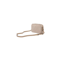 Image 3 : Sac bandoulière Liu Jo beige format compact, bandoulière ajustable et motif all-over gaufré, fond blanc — Delvale