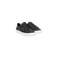 Image 2 : Baskets Calvin Klein femme en cuir noir avec lacets, vue de face — delvale