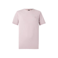 Image 2 : T-shirt Boss homme rose poudré coupe régulière avec patch Boss poitrine gauche, vue à plat sur fond blanc — Delvale