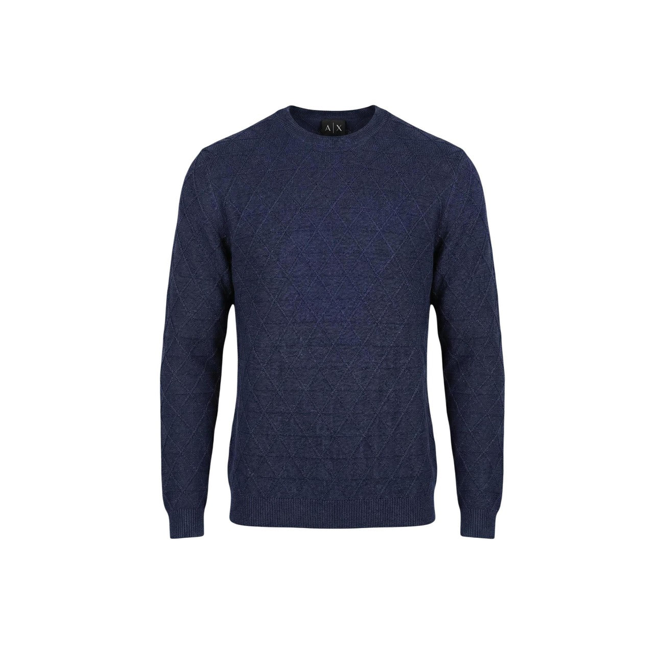 Pull Armani Exchange homme bleu marine – détail tissu viscose polyamide