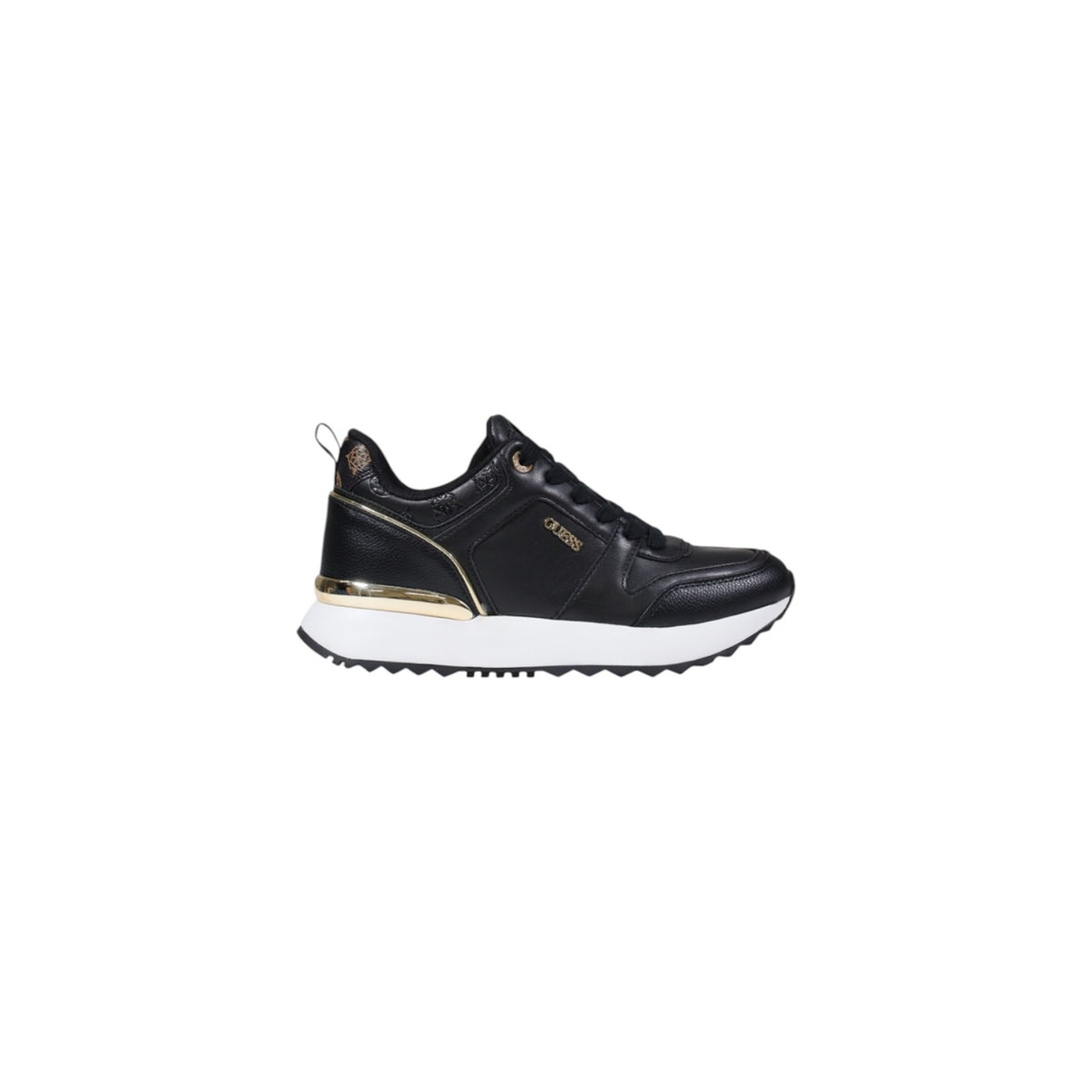 Image 1 : Baskets Guess femme noires sportives à lacets, vue de profil — delvale