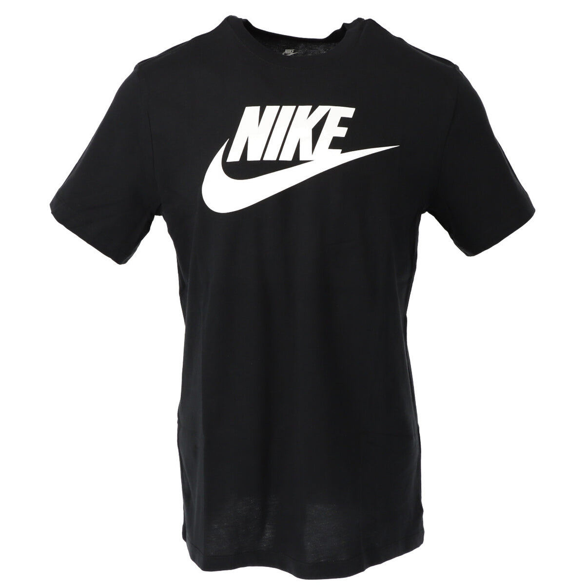 Image 1 : T-shirt Nike homme noir à manches courtes avec grand logo Futura blanc imprimé sur la poitrine, vue de face en trois quarts — Delvale