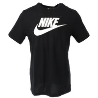 Image 1 : T-shirt Nike homme noir à manches courtes avec grand logo Futura blanc imprimé sur la poitrine, vue de face en trois quarts — Delvale