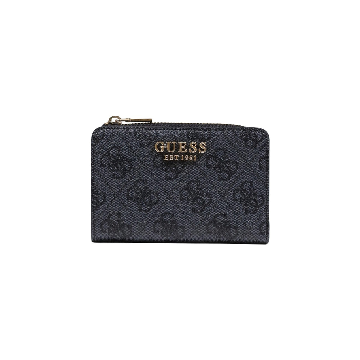 Image 1 : Portefeuille femme Guess gris motif imprimé fermeture éclair vue de face — delvale