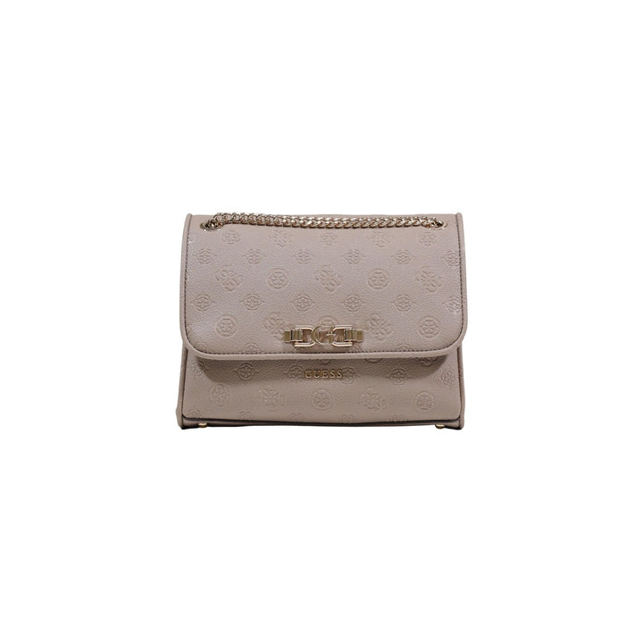 Image 1 : Sac bandoulière Guess femme marron en polyuréthane, vue de face avec logo — delvale