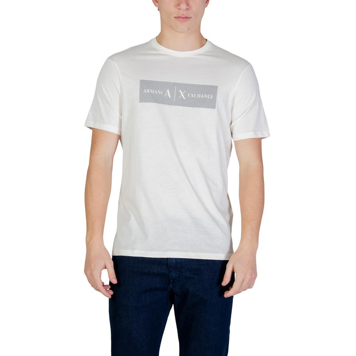 Image 1 : T-shirt Armani Exchange homme blanc col rond manches courtes vue de face — Delvale