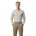 Gianni Lupo Chemise Homme Blanc Rayures Col Mao Manches Longues
