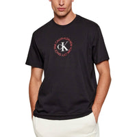 Image 1 : T-shirt Calvin Klein Jeans homme noir avec impression, col rond et manches courtes — Delvale