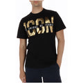 Icon T-Shirt Homme Print Doré Métallisé Noir