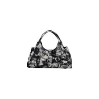 Image 1 : Sac à main Desigual noir forme trapèze avec imprimé aquarelle artistique et double boucle signature — Delvale