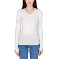 Guess Pull Femme Blanc Col V Manches Longues Coton