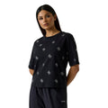 Guess Femme T-shirt Strass Logo 4G Noir Pur Coton