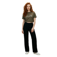 Image 3 : Détail des sequins argentés sur le t-shirt crop Liu Jo kaki femme — Delvale