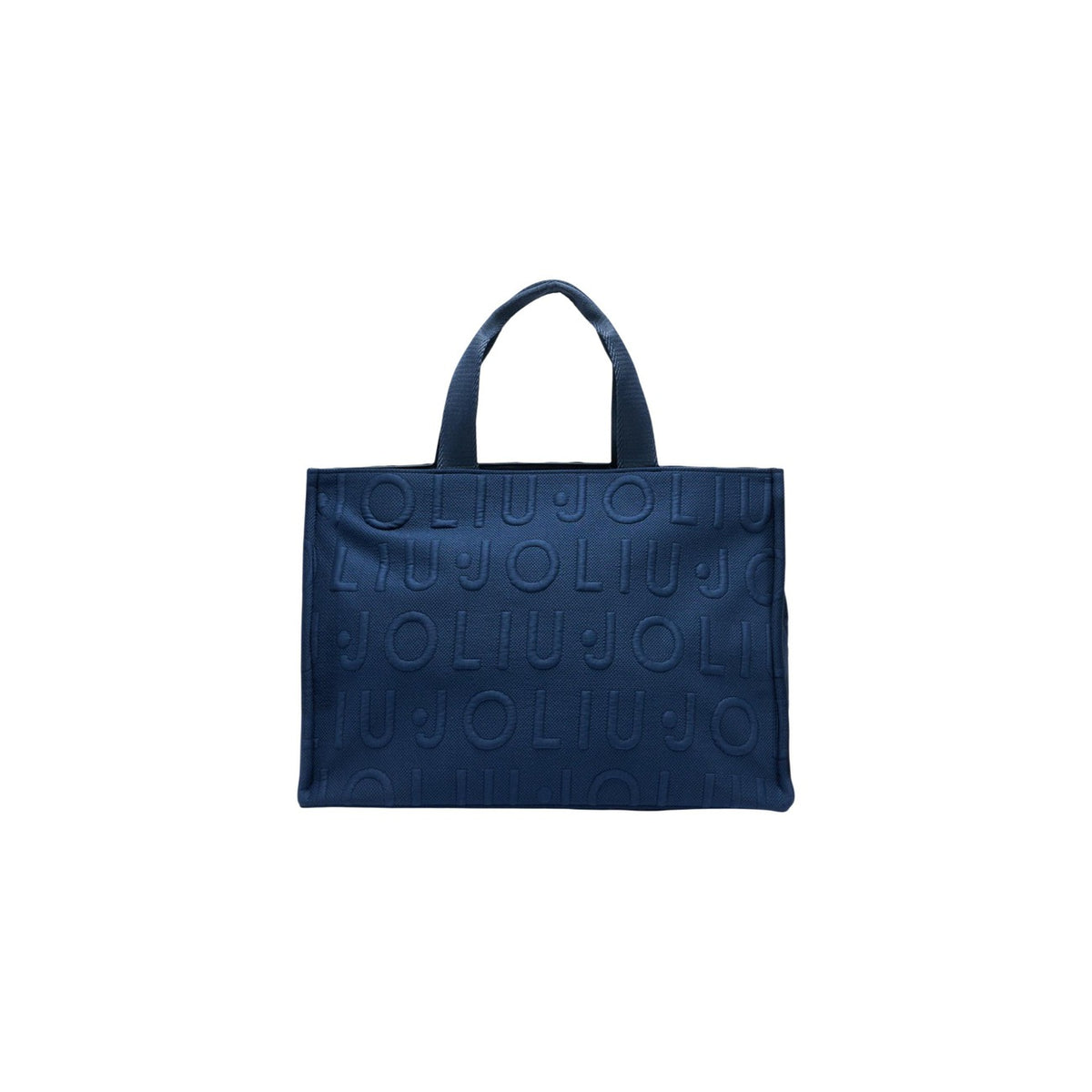 Image 1 : Tote bag Liu Jo Logo Bubble marine, vue de face, motif logo en relief sur toute la surface — Delvale