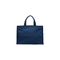 Image 1 : Tote bag Liu Jo Logo Bubble marine, vue de face, motif logo en relief sur toute la surface — Delvale