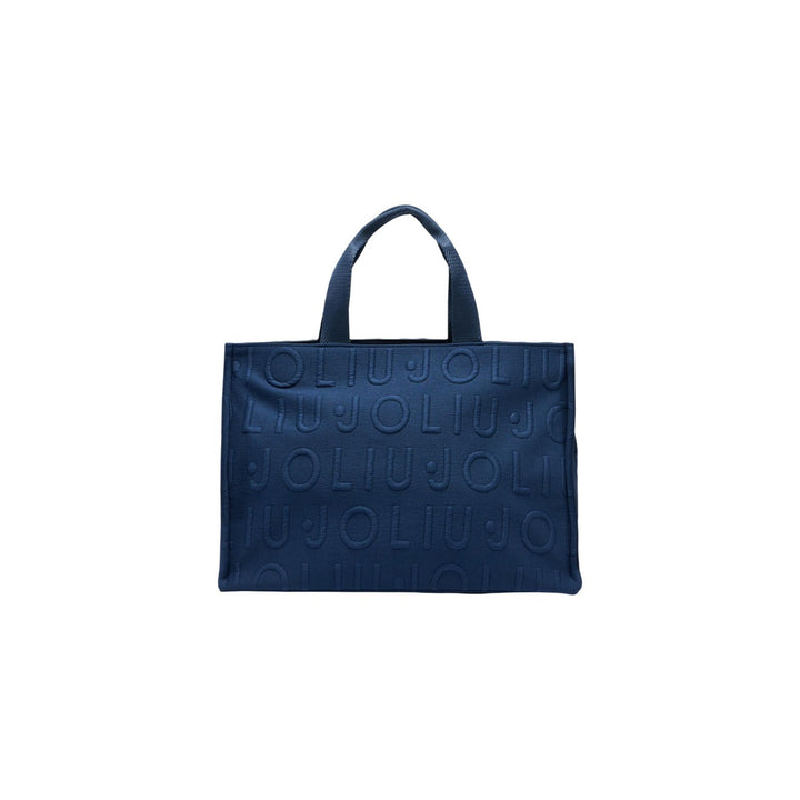 Image 1 : Tote bag Liu Jo Logo Bubble marine, vue de face, motif logo en relief sur toute la surface — Delvale
