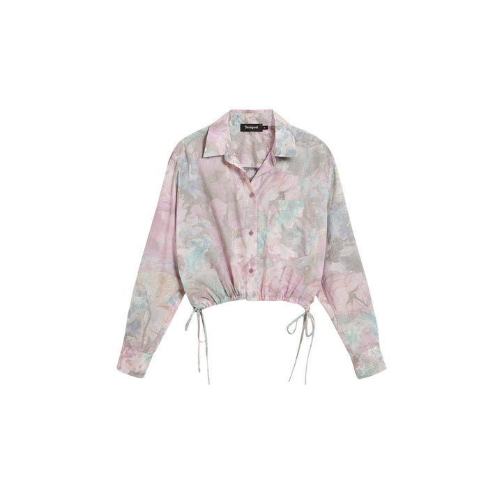 Image 1 : Chemise Desigual femme rose à motif floral avec manches longues et col classique — delvale