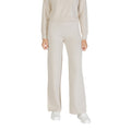 Choral Pantalon Femme Large Beige Tricot Doux