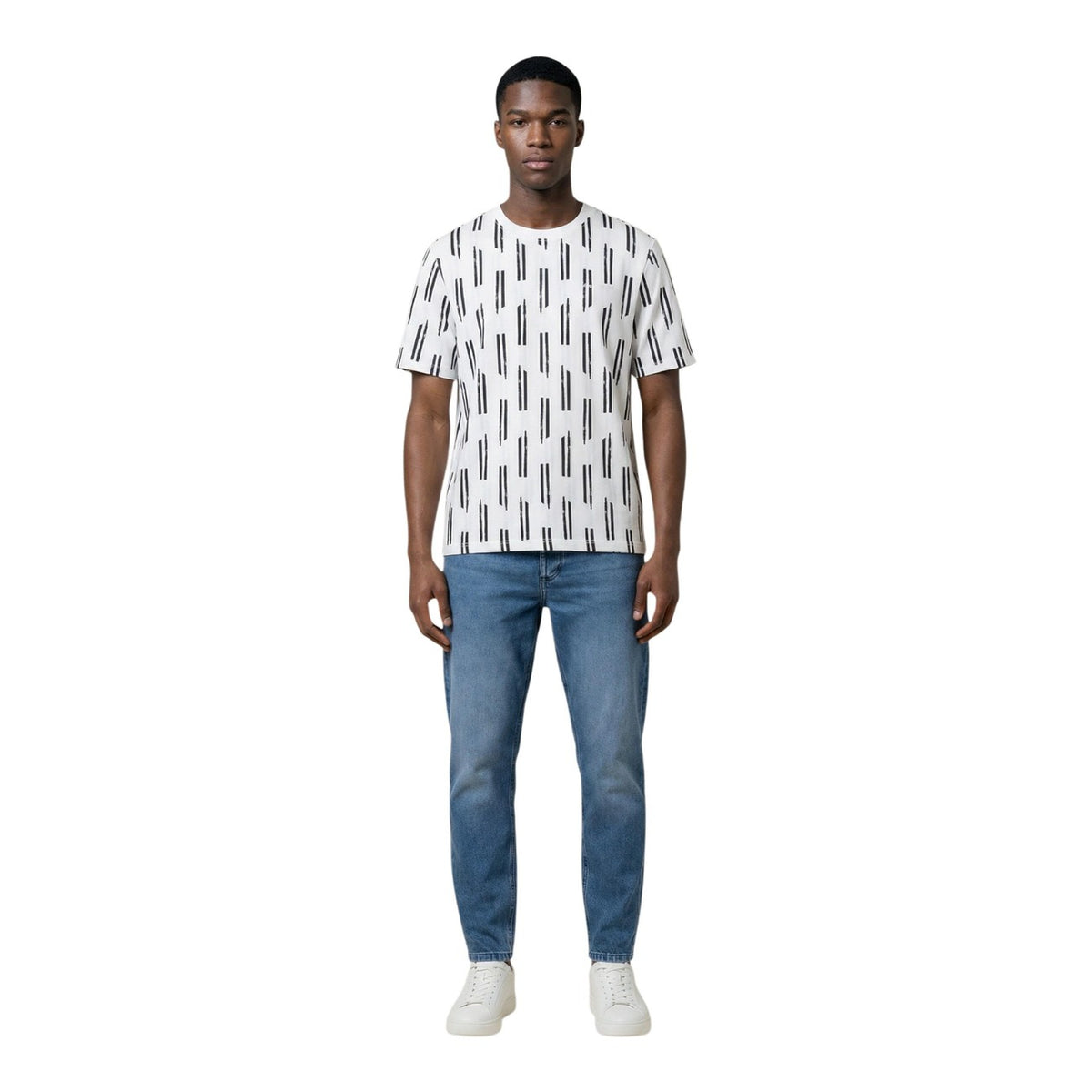 Image 2 : Détail du motif imprimé graphique du t-shirt Antony Morato homme, col rond et manches courtes en pur coton — 9yvwh4-xt